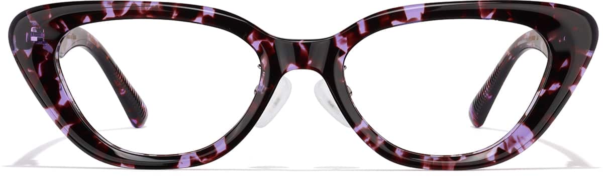 Front view of Patterned Cat-eye Glasses 99123239 in Burgundy/Violet