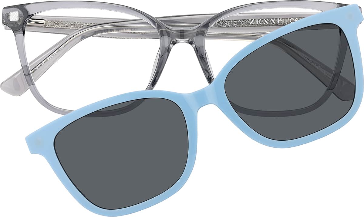 Front view of Lunettes de soleil magnétiques Clip solaire en forme d’œil de chat 99123412 in Gris