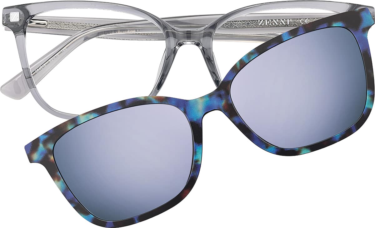 Front view of Lunettes de soleil magnétiques Clip solaire en forme d’œil de chat 99123512 in Gris
