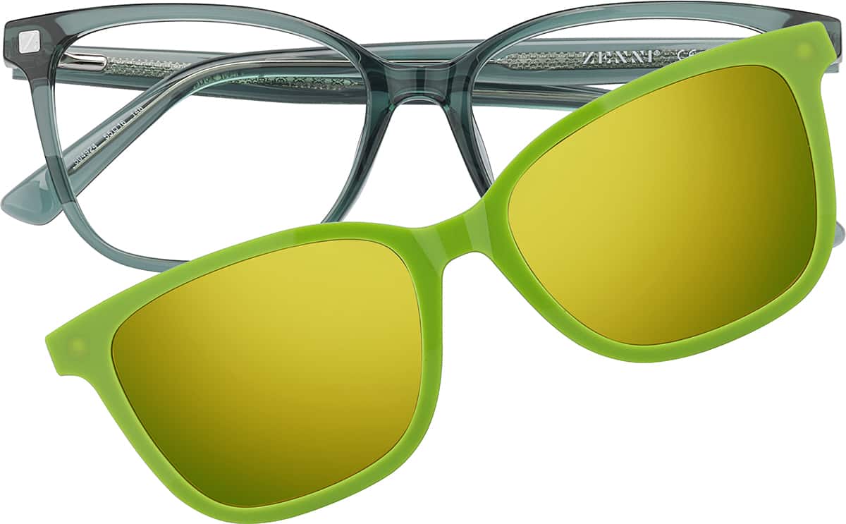 Front view of Lunettes de soleil magnétiques Clip solaire en forme d’œil de chat 99123524 in Verte