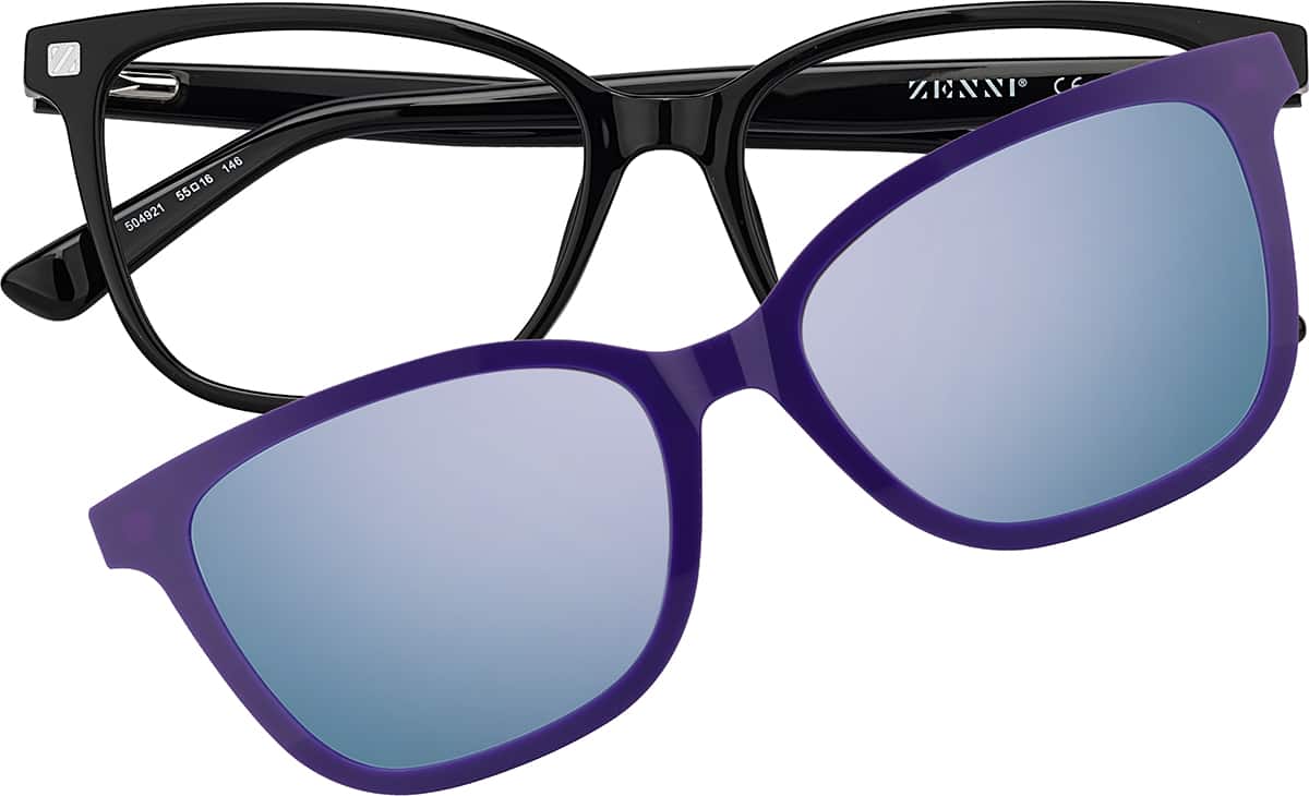 Front view of Lunettes de soleil magnétiques Clip solaire en forme d’œil de chat 99123621 in Noir