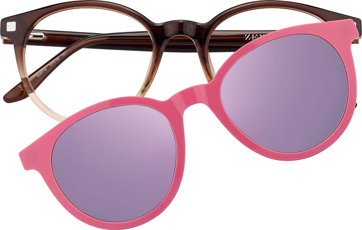 Front view of Lunettes de soleil rondes magnétiques Clip solaire 99123715 in Brun
