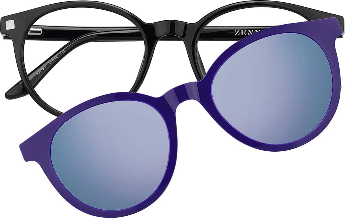 Front view of Lentes de Sol redondos Clip-On magnéticos 99123721 in Negro