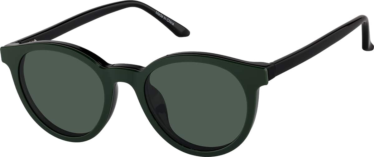 Angle view of Round Magnetic Clip-On Sunglasses 99123821 in Black
