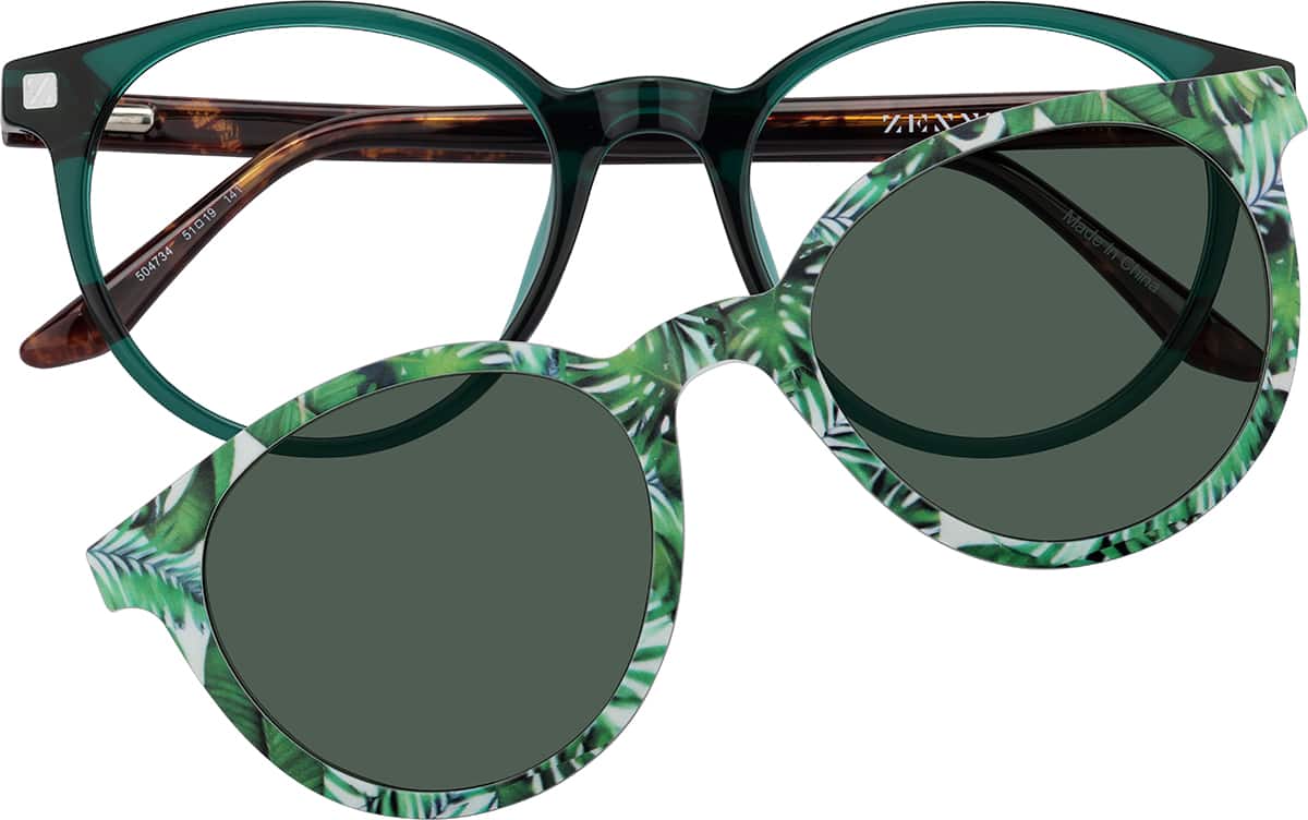 Front view of Lunettes de soleil rondes magnétiques Clip solaire 99123834 in Verte