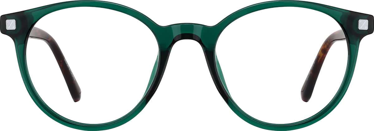 Front view without clip-on of Lunettes de soleil rondes magnétiques Clip solaire 99123834 in Verte