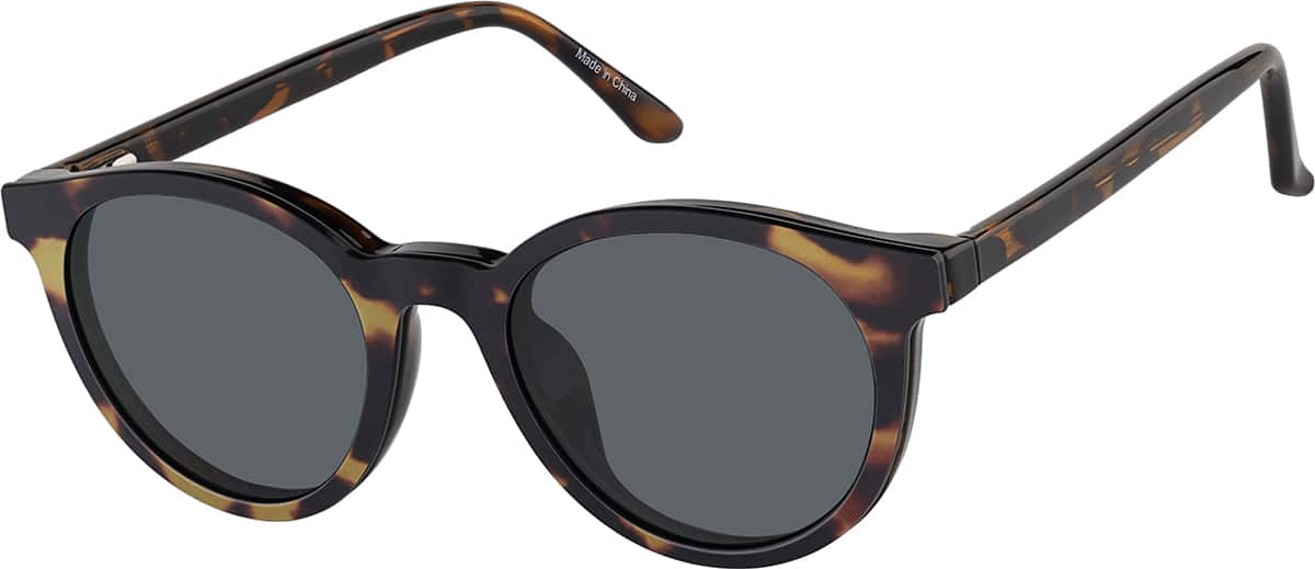 Angle view of Round Magnetic Clip-On Sunglasses 99123925 in Tortoiseshell