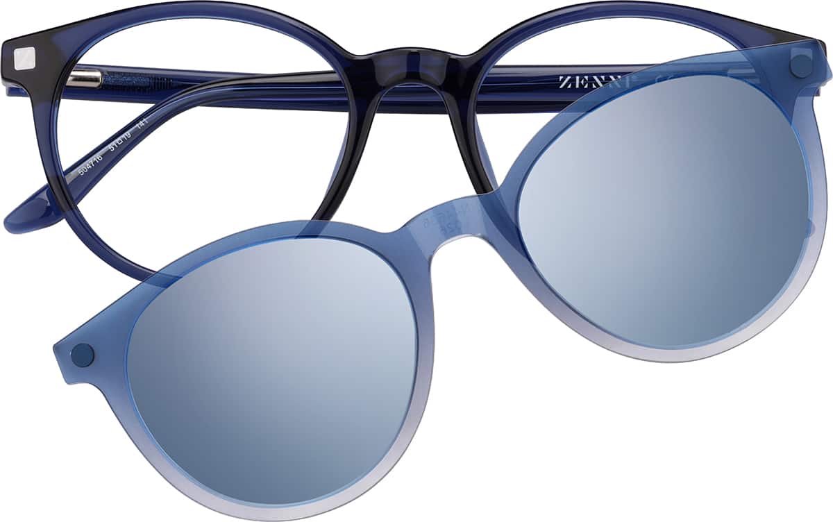 Front view of Lunettes de soleil rondes magnétiques Clip solaire 99124016 in Bleu