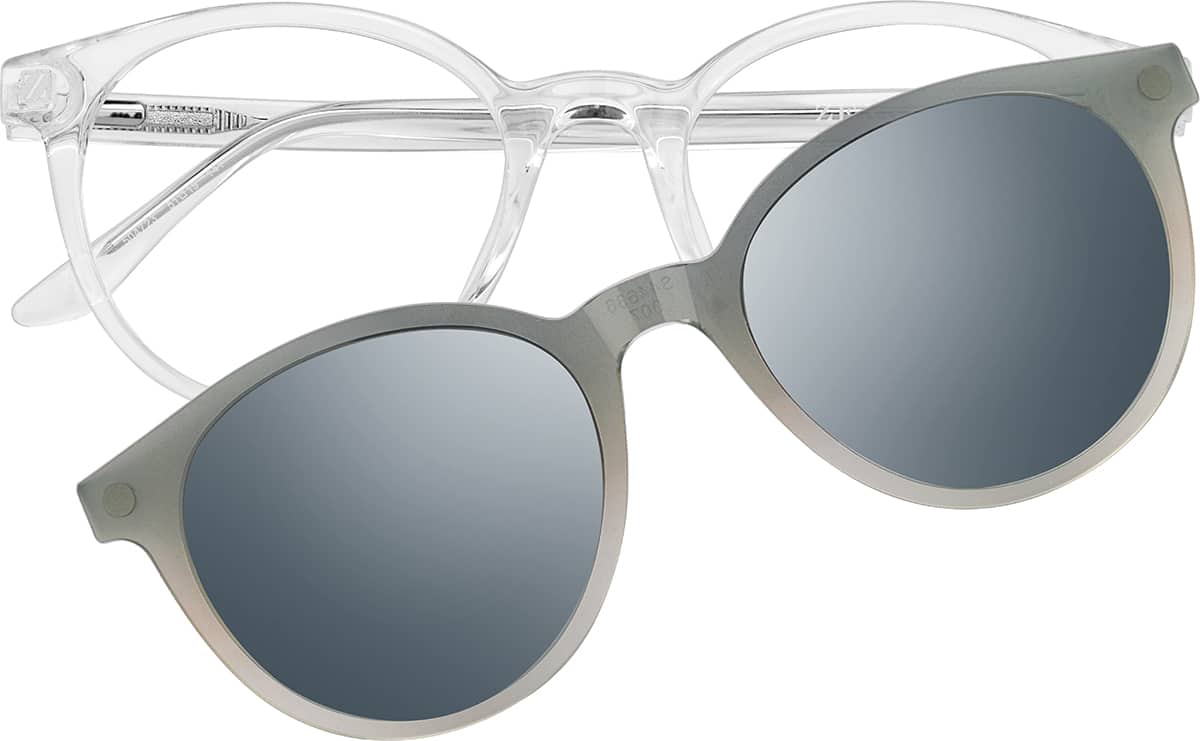 Front view of Lunettes de soleil rondes magnétiques Clip solaire 99124023 in Transparente
