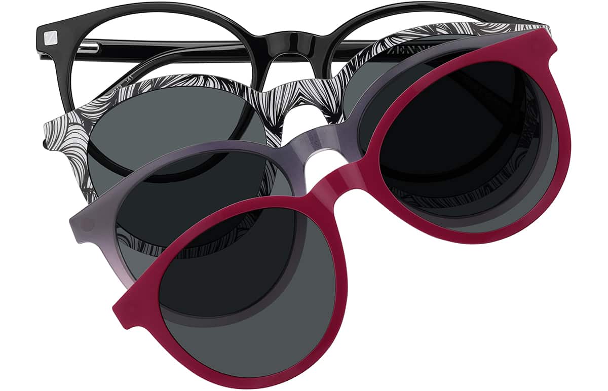 Front view of Round Magnetic Clip-On Sunglasses 99124221 in Black