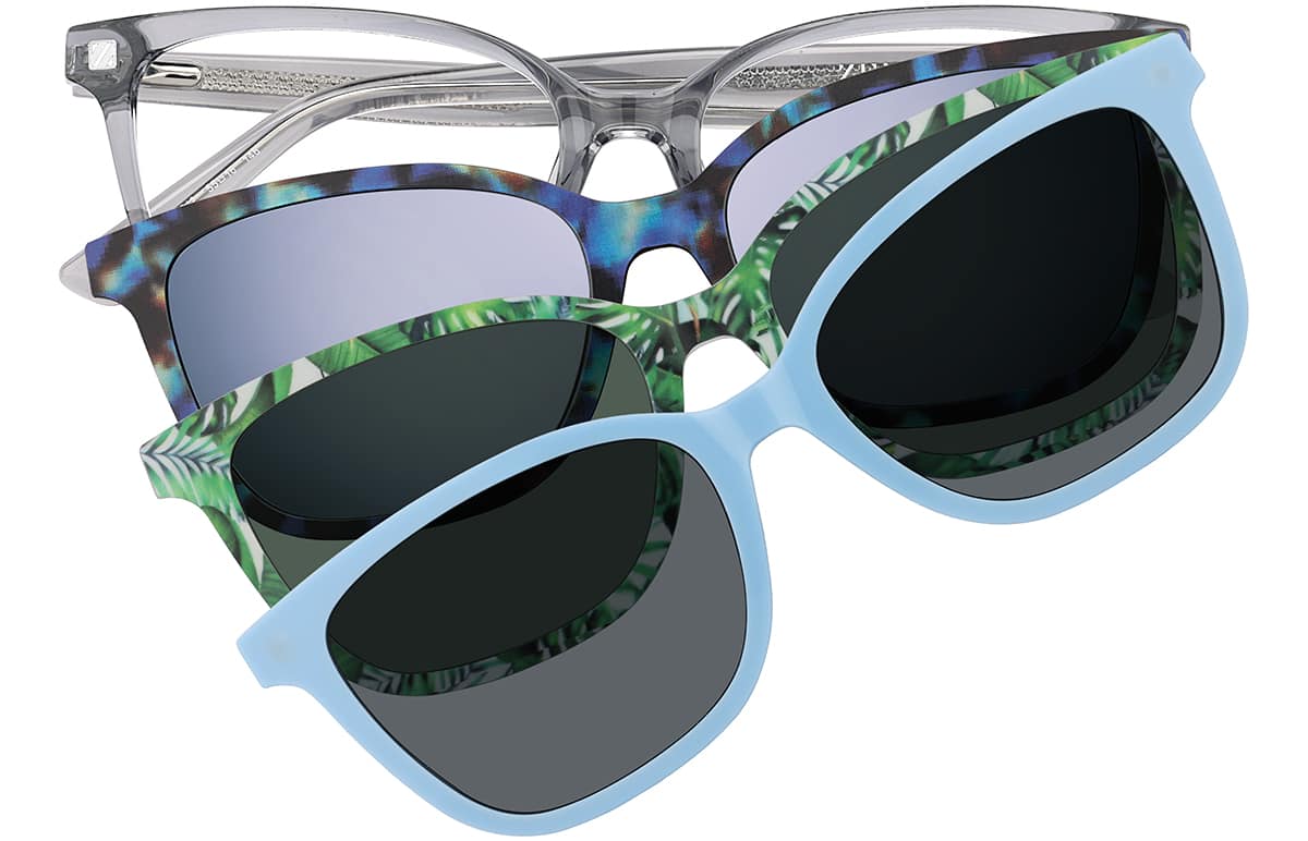 Front view of Lunettes de soleil magnétiques à clip solaire en forme d’œil de chat 99124312 in Gris