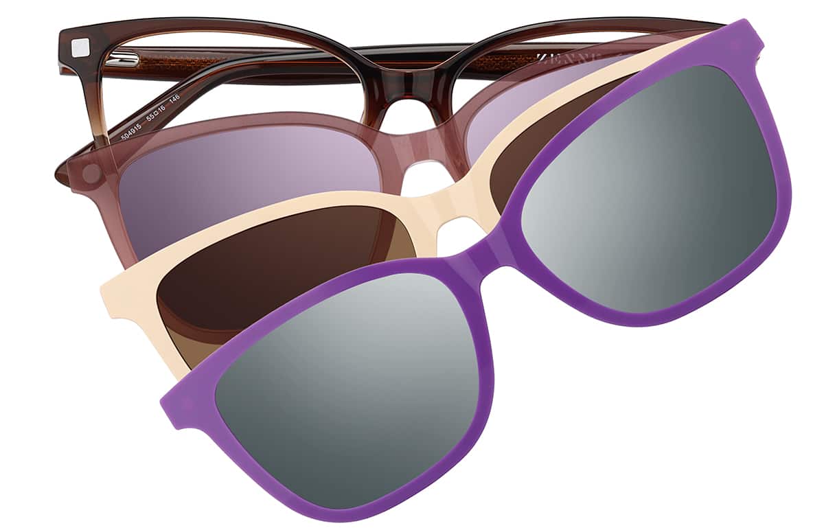 Front view of Lentes de Sol magnéticas Clip-On estilo ojo de gato 99124315 in Marrón