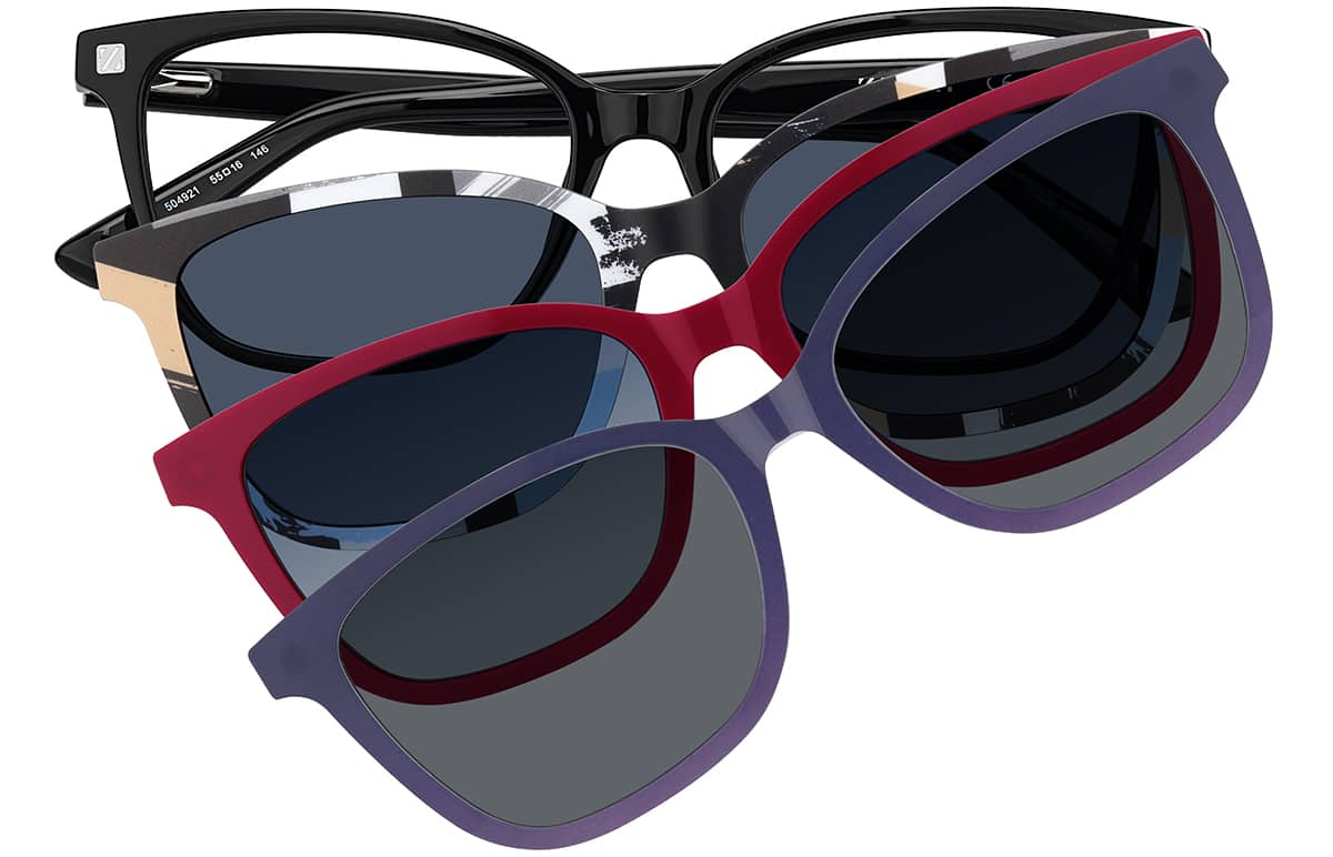 Front view of Lentes de Sol magnéticas Clip-On estilo ojo de gato 99124321 in Negro
