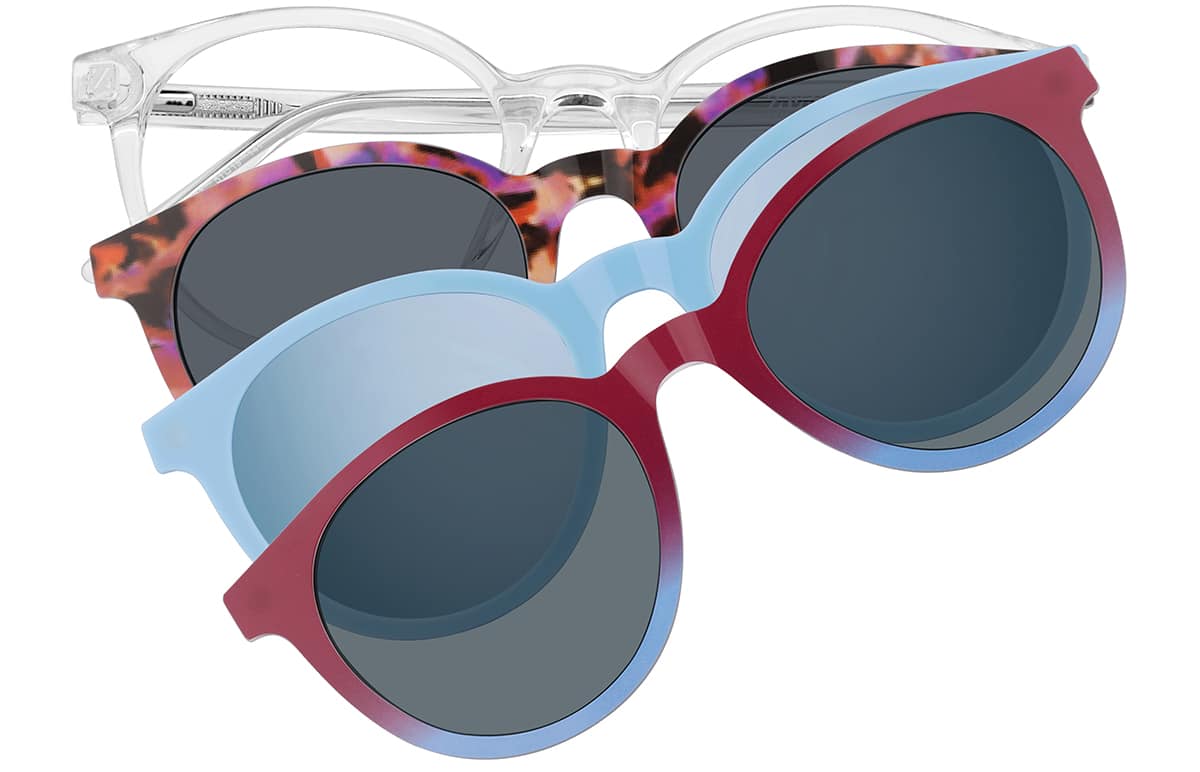 Front view of Lunettes de soleil rondes magnétiques à clip solaire 99124423 in Transparente