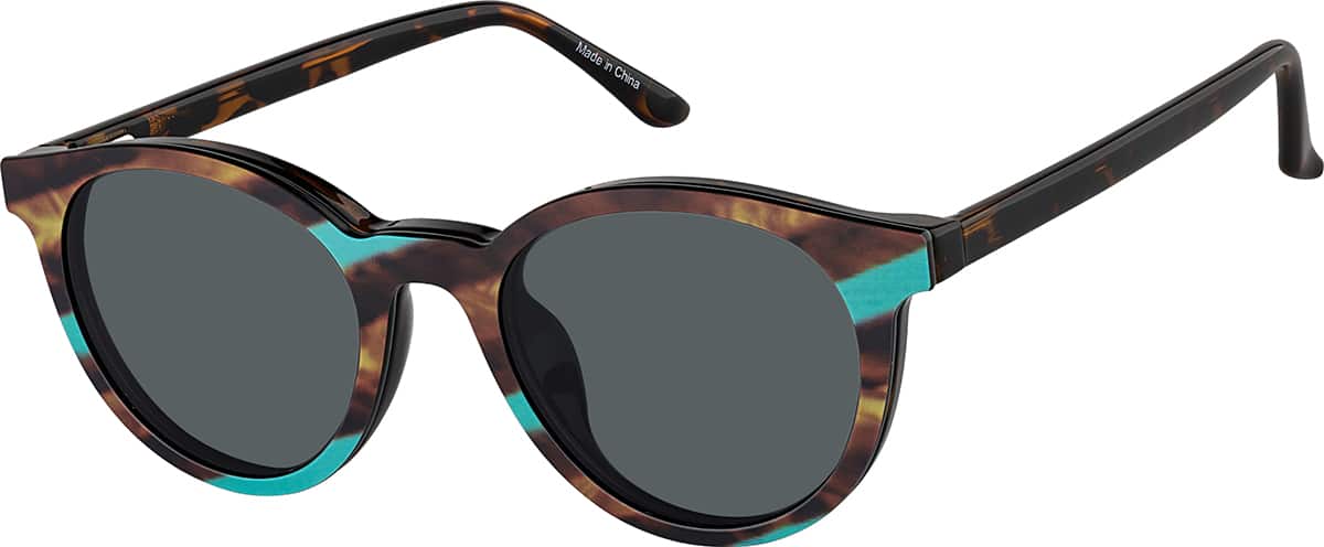 Angle view of Round Magnetic Clip-On Sunglasses 99124425 in Tortoiseshell