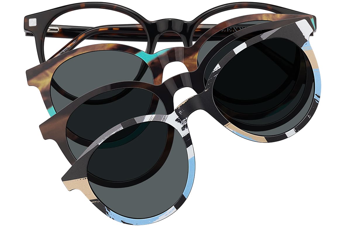 Front view of Round Magnetic Clip-On Sunglasses 99124425 in Tortoiseshell