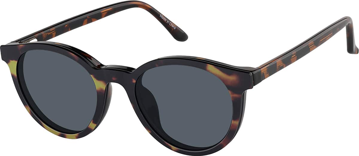 Angle view of Round Magnetic Clip-On Sunglasses 99124525 in Tortoiseshell
