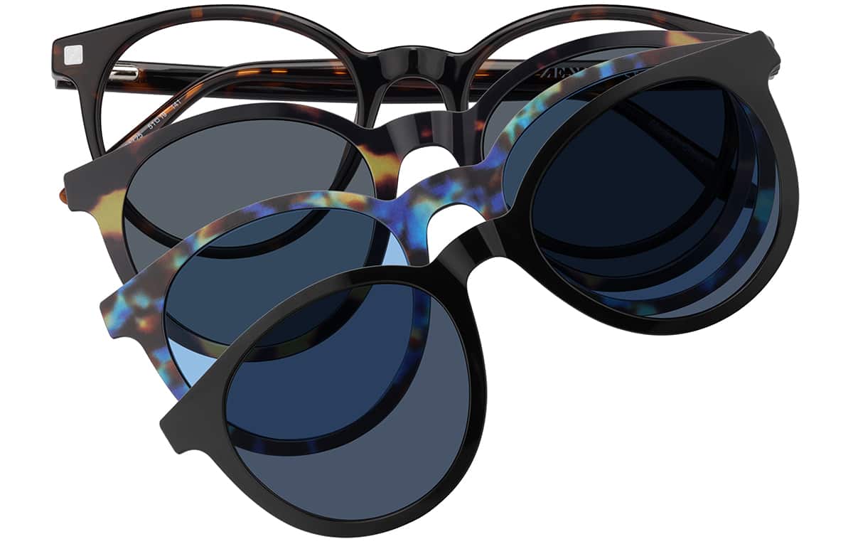 Front view of Round Magnetic Clip-On Sunglasses 99124525 in Tortoiseshell