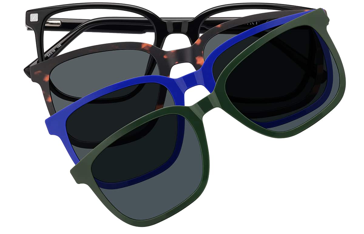 Front view of Square Magnetic Clip-On Glasses 99125021 in Black