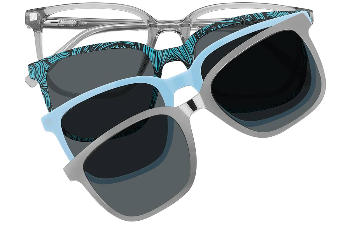 Front view of Square Magnetic Clip-On Glasses 99125112 in Gray