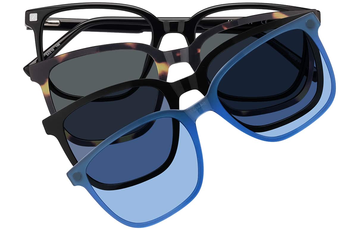 Front view of Square Magnetic Clip-On Glasses 99125121 in Black