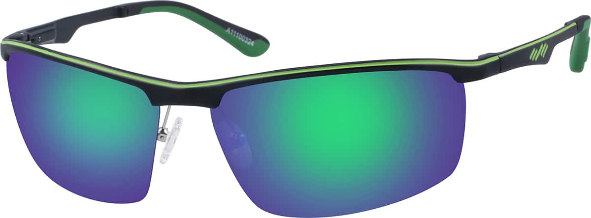 Angle view of Non-Prescription Sport Sunglasses A11100324 in Green