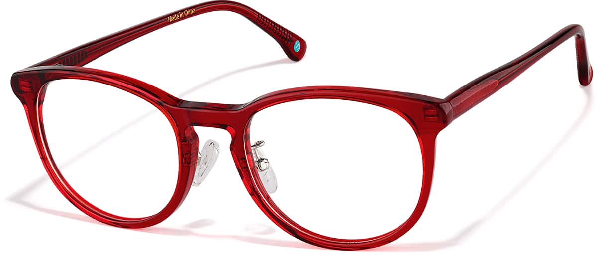 Angle view of Round Glasses P101218 in Red