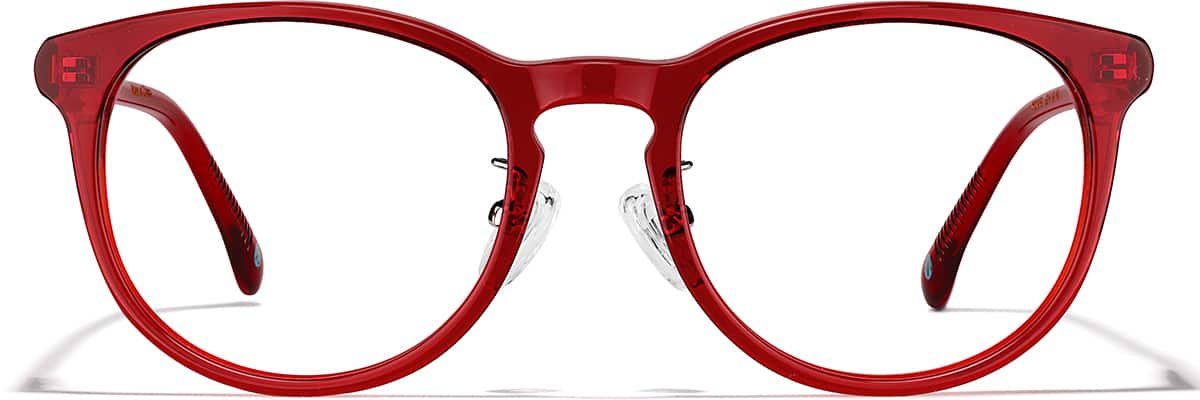 Front view of Round Glasses P101218 in Red