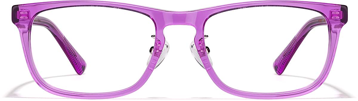 Front view of Rectangle Glasses P102217 in Purple