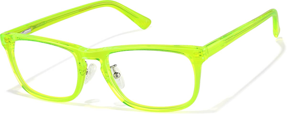 Angle view of Rectangle Glasses P102224 in Lime Green