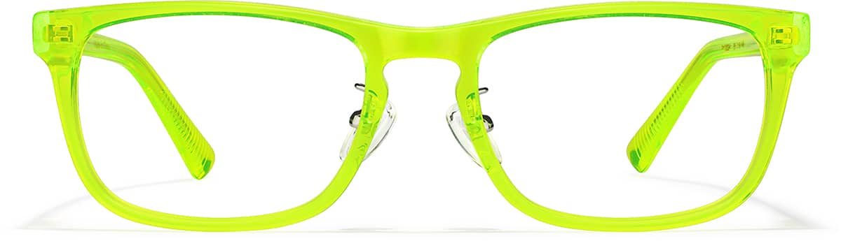 Front view of Rectangle Glasses P102224 in Lime Green