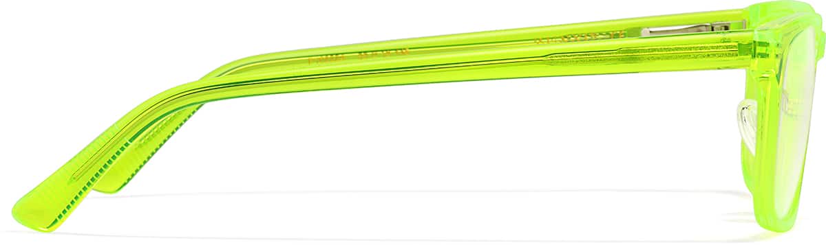 Side view of Rectangle Glasses P102224 in Lime Green