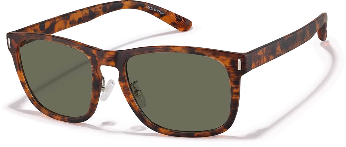 Angle view of Premium Square Sunglasses P1116325 in Tortoiseshell