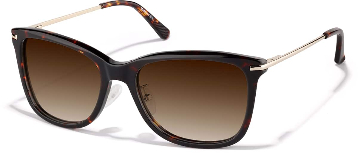 Angle view of Premium Square Sunglasses P1130225 in Tortoiseshell