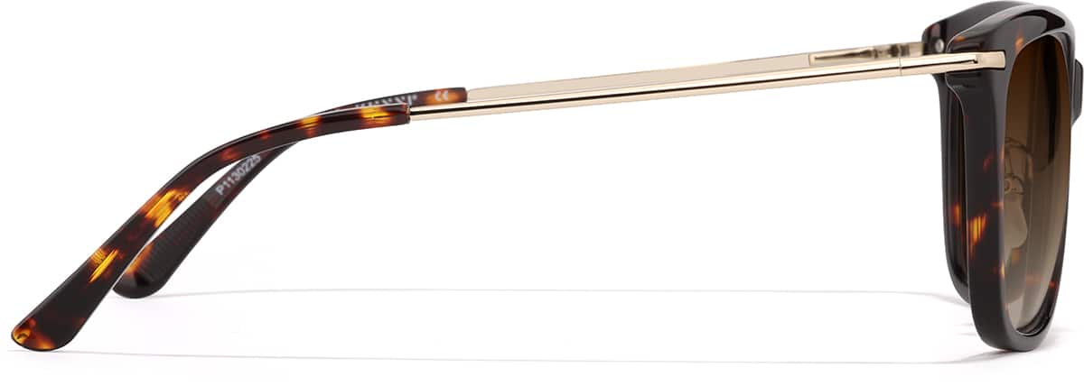Side view of Premium Square Sunglasses P1130225 in Tortoiseshell
