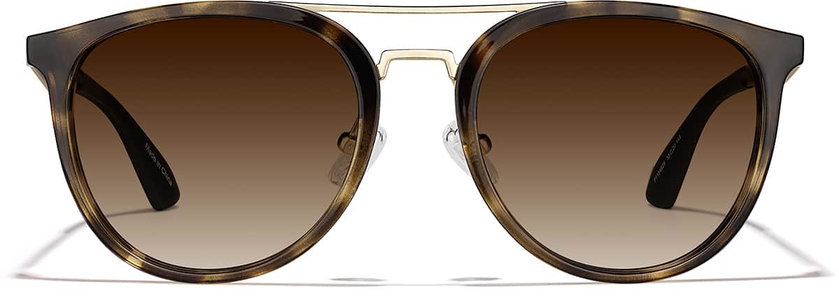 Front view of Aviator Sunglasses P1134825 in Tortoiseshell