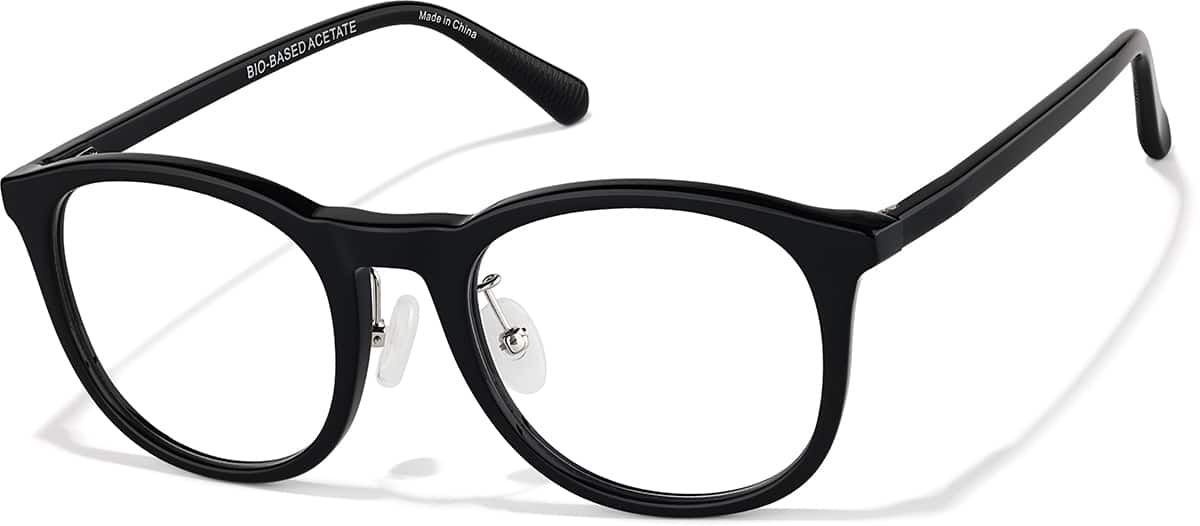 Angle view of Round Glasses P116121 in Black