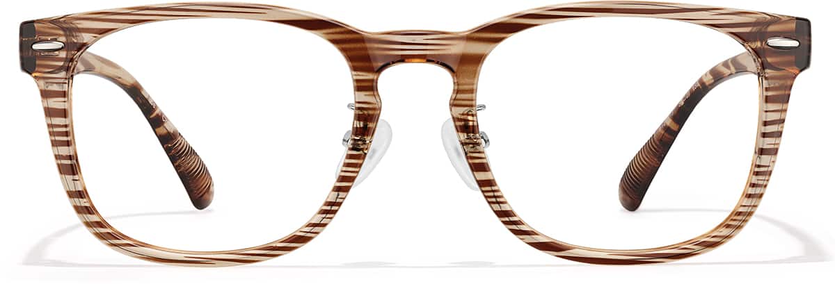 Front view of Square Glasses P123415 in Brown