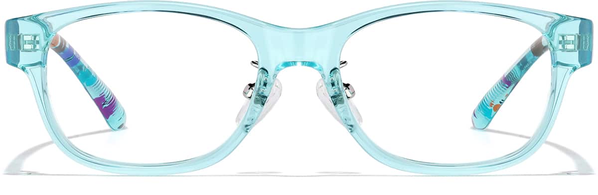 Front view of Kids' Rectangle Glasses P124816 in Blue