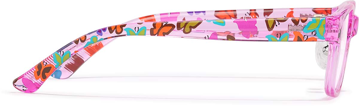 Side view of Kids' Rectangle Glasses P124819 in Pink