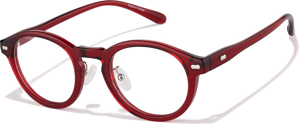 Angle view of Round Glasses P125518 in Red