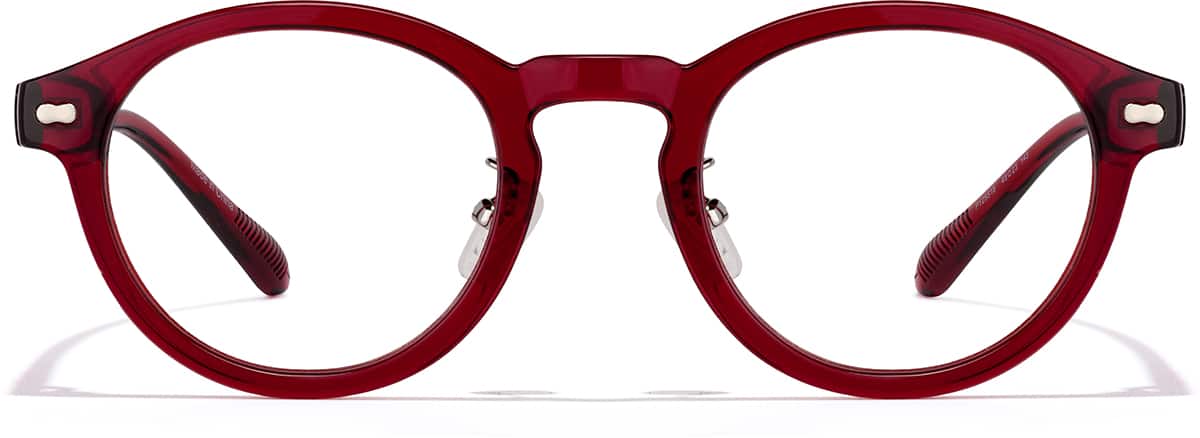 Front view of Round Glasses P125518 in Red