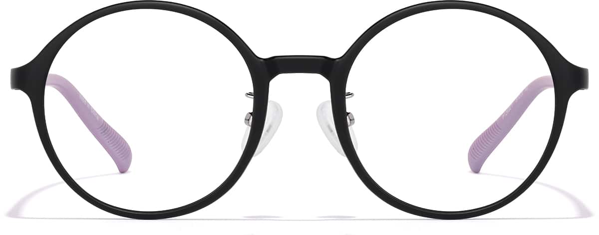 Front view of Lentes redondos de plástico P126921 in Negro