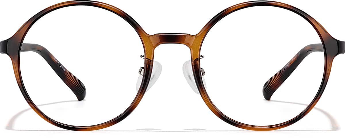 Front view of Plastic Round Glasses P126925 in Tortoiseshell