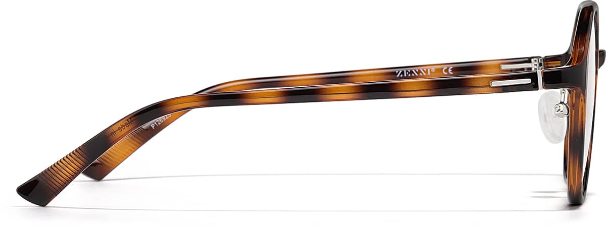 Side view of Plastic Round Glasses P126925 in Tortoiseshell