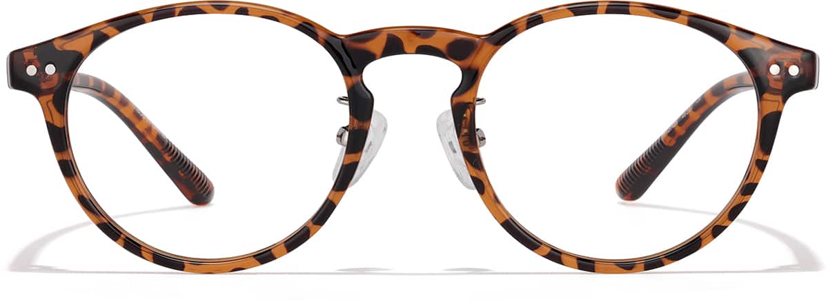 Front view of Lunettes rondes P127425 in Écaille de tortue