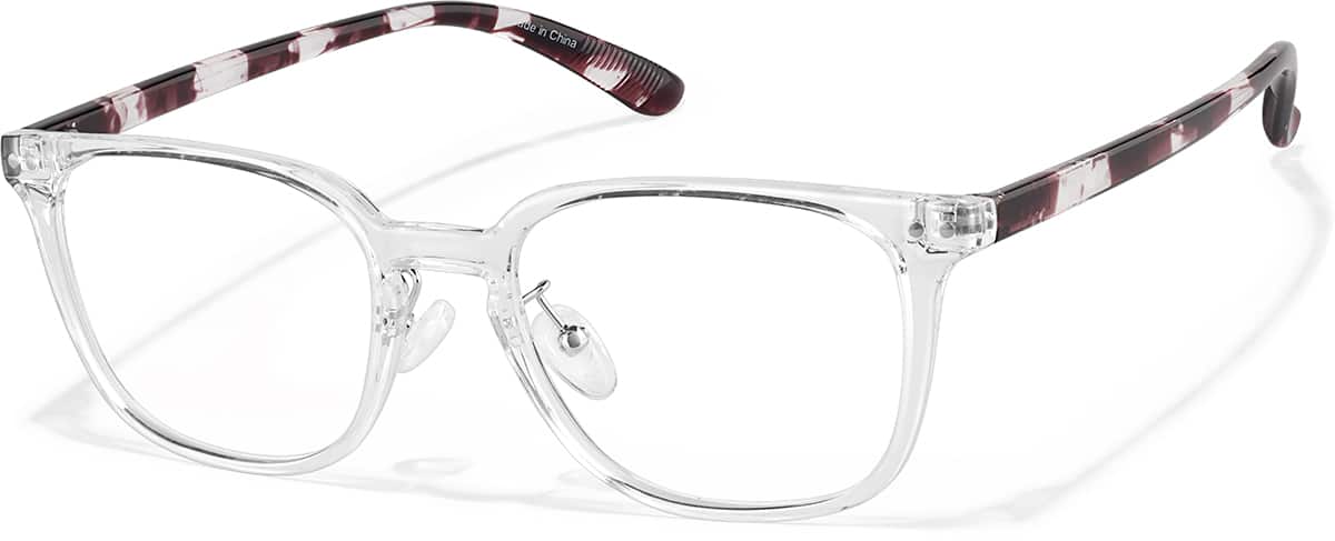 Angle view of Square Glasses P127923 in Clear