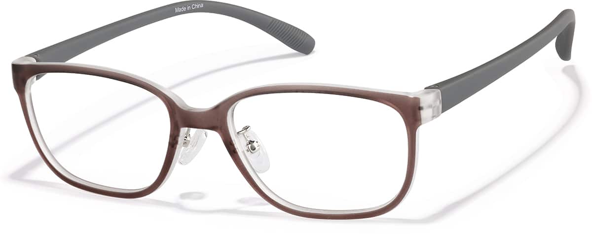 Angle view of Rectangle Glasses P128012 in Brown