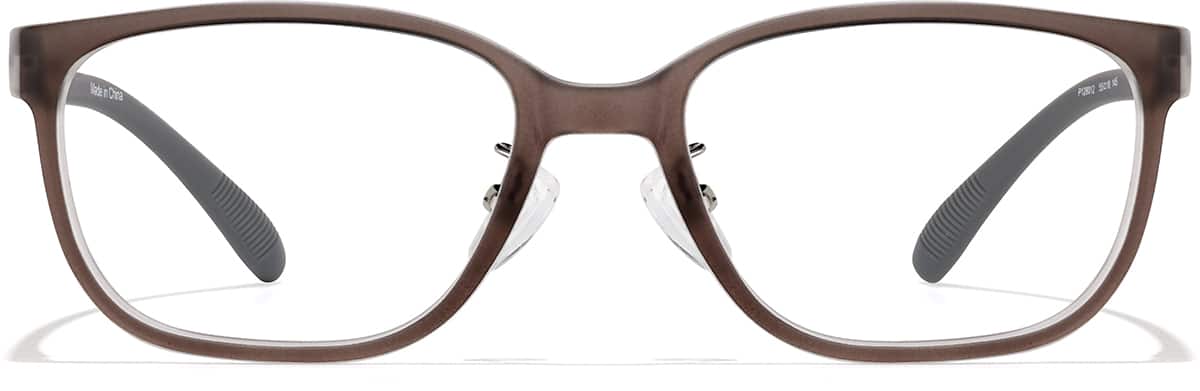 Front view of Rectangle Glasses P128012 in Brown