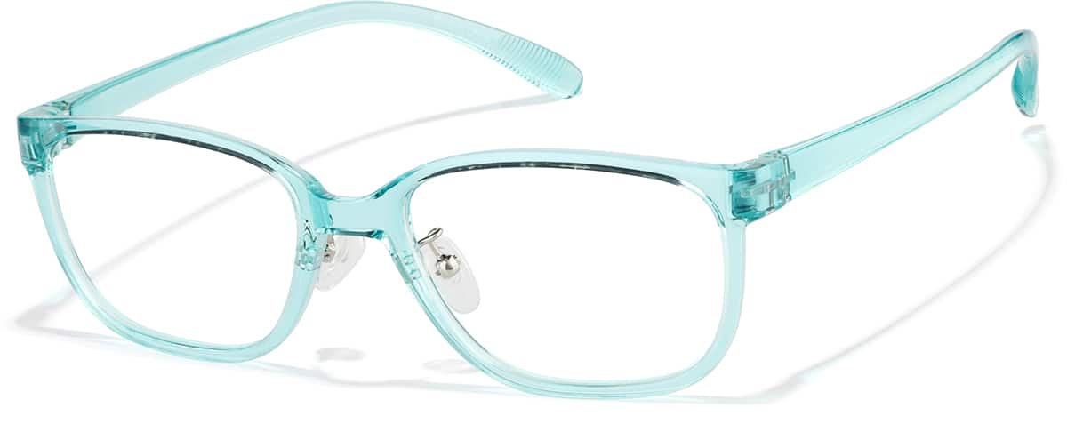 Angle view of Rectangle Glasses P128016 in Blue